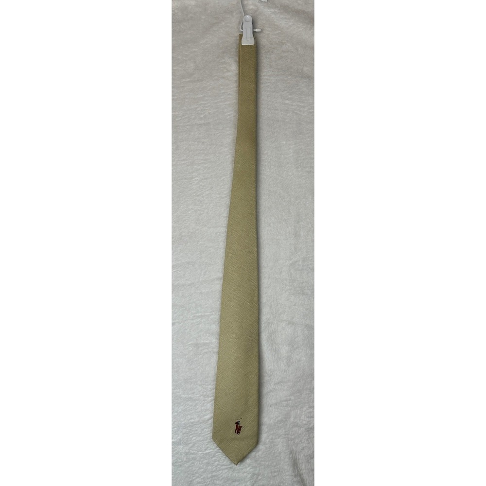Polo Ralph Lauren Vintage Tie Mens One Size Tan Pony Logo Handmade Godchauxs